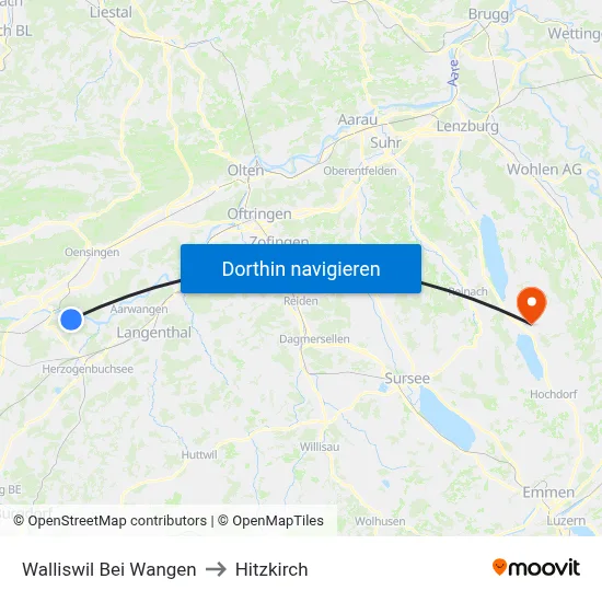 Walliswil Bei Wangen to Hitzkirch map