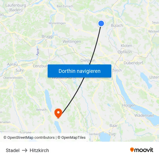 Stadel to Hitzkirch map