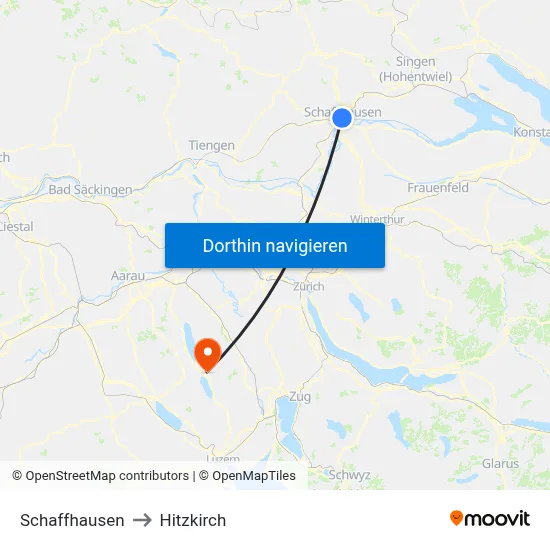 Schaffhausen to Hitzkirch map