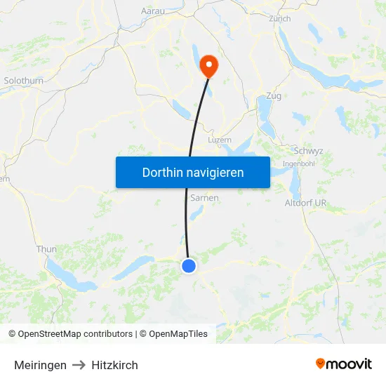 Meiringen to Hitzkirch map