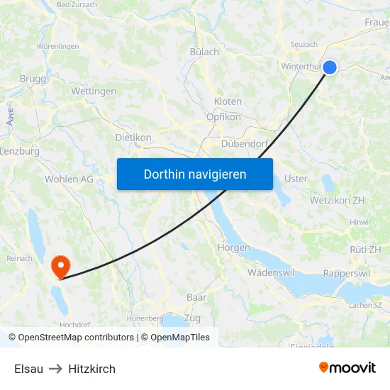 Elsau to Hitzkirch map