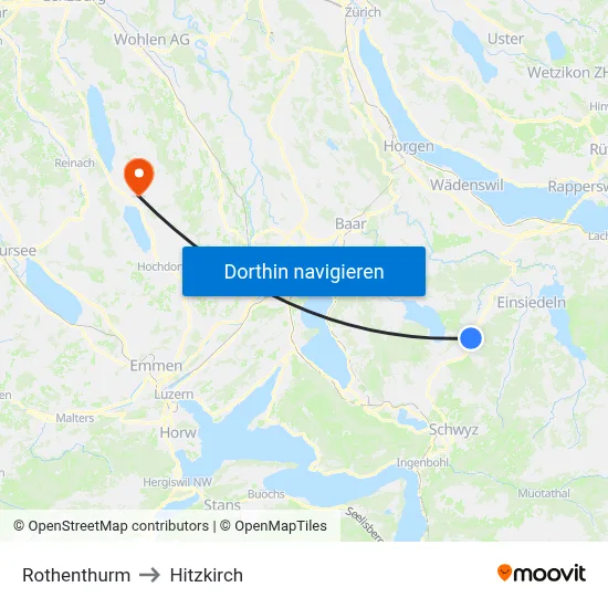 Rothenthurm to Hitzkirch map