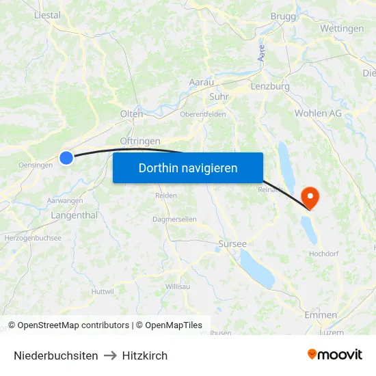 Niederbuchsiten to Hitzkirch map