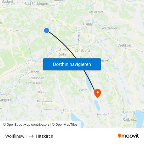 Wölflinswil to Hitzkirch map