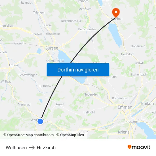Wolhusen to Hitzkirch map