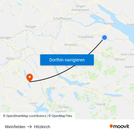 Weinfelden to Hitzkirch map