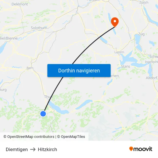 Diemtigen to Hitzkirch map
