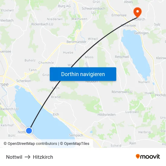 Nottwil to Hitzkirch map