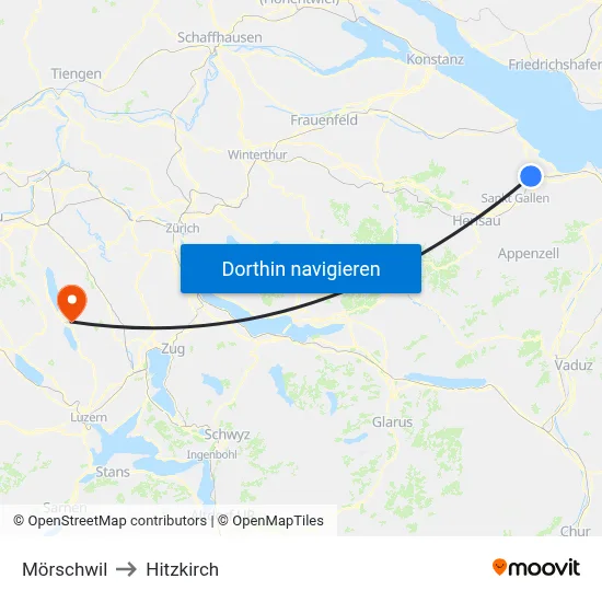 Mörschwil to Hitzkirch map
