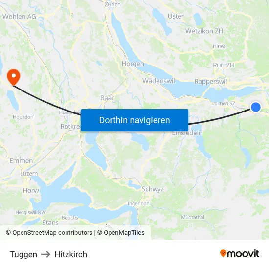 Tuggen to Hitzkirch map