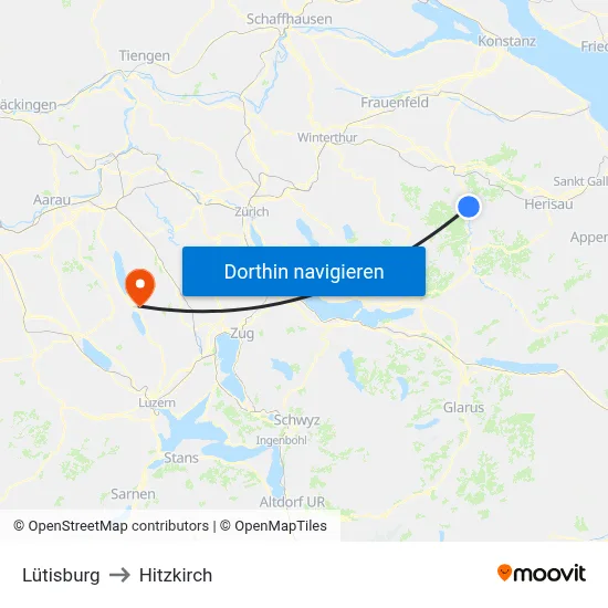 Lütisburg to Hitzkirch map