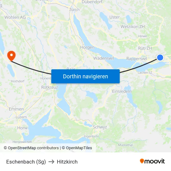 Eschenbach (Sg) to Hitzkirch map