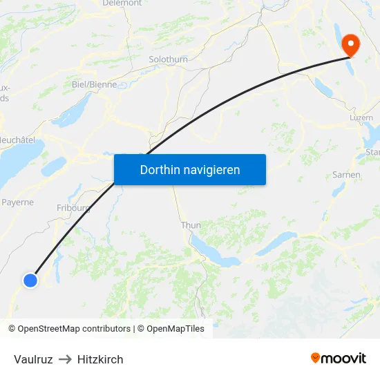Vaulruz to Hitzkirch map
