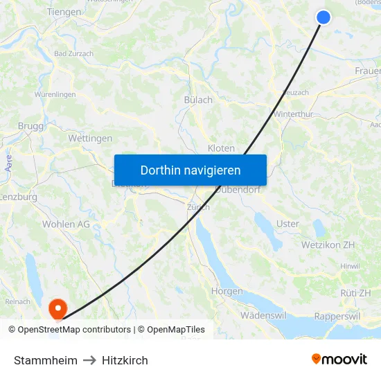 Stammheim to Hitzkirch map