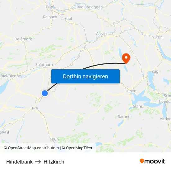 Hindelbank to Hitzkirch map