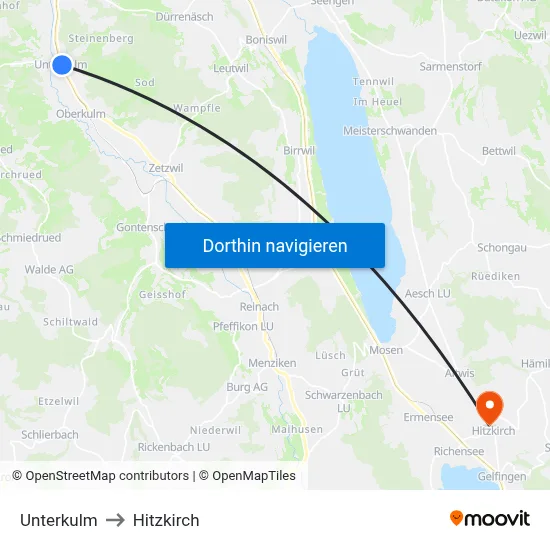 Unterkulm to Hitzkirch map