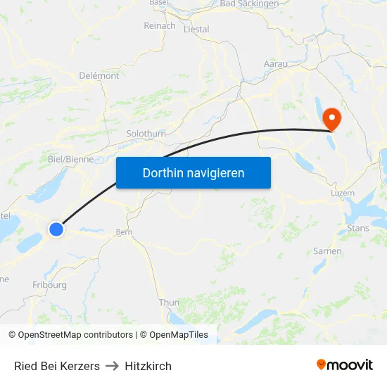 Ried Bei Kerzers to Hitzkirch map