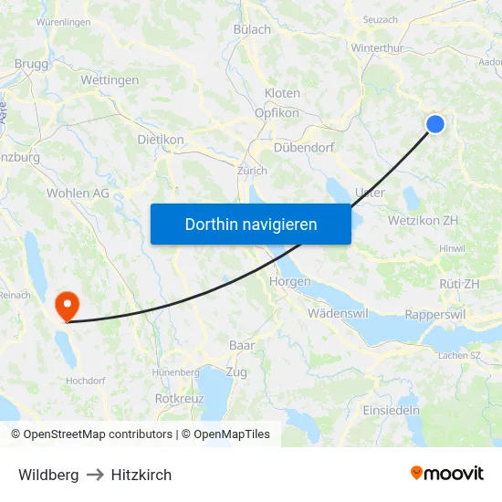 Wildberg to Hitzkirch map