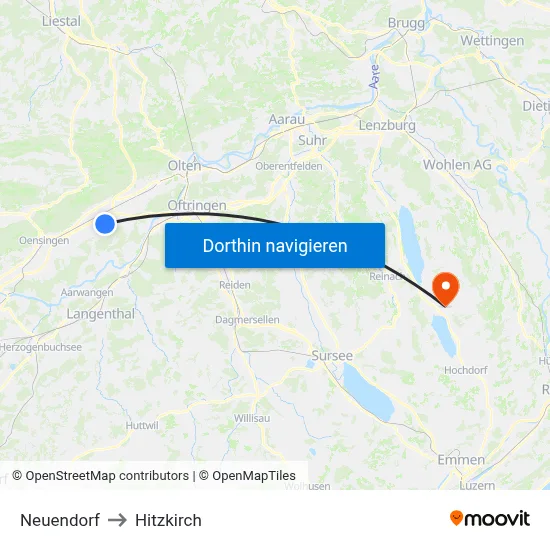 Neuendorf to Hitzkirch map