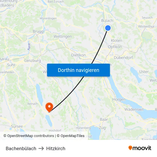 Bachenbülach to Hitzkirch map