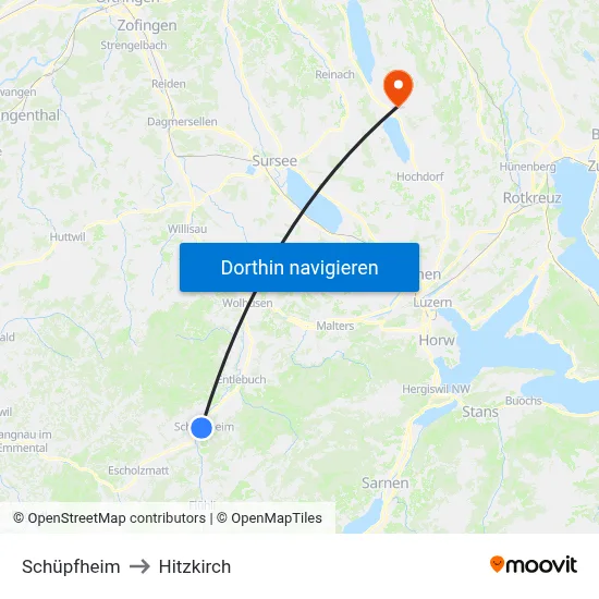 Schüpfheim to Hitzkirch map