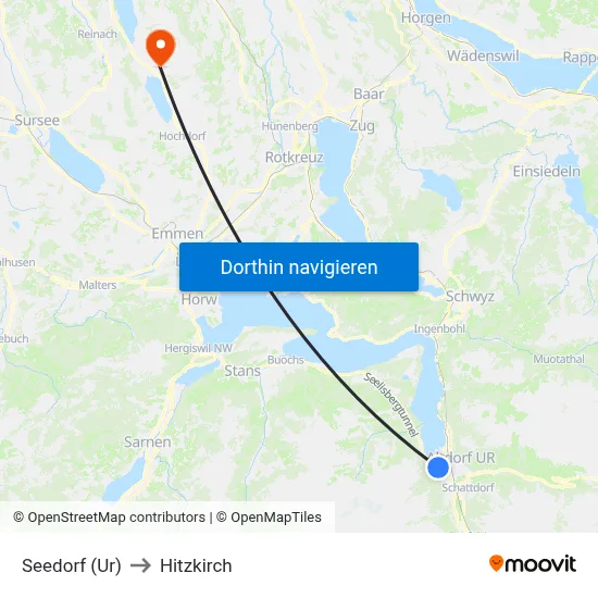 Seedorf (Ur) to Hitzkirch map