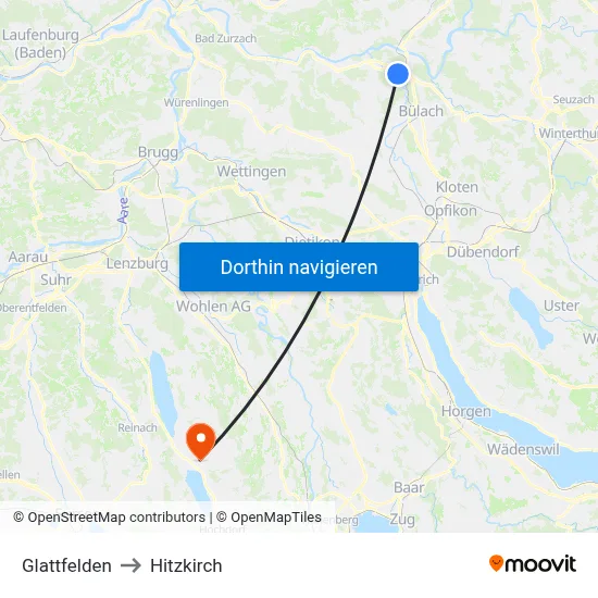 Glattfelden to Hitzkirch map