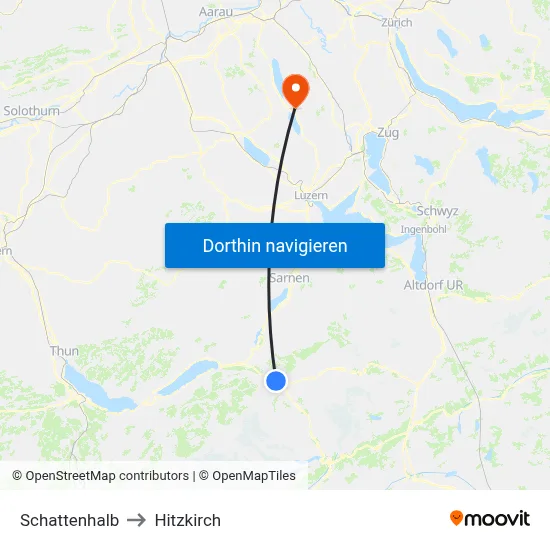 Schattenhalb to Hitzkirch map
