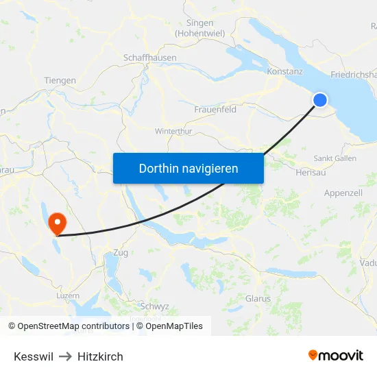Kesswil to Hitzkirch map