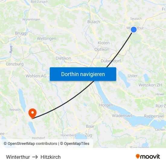 Winterthur to Hitzkirch map