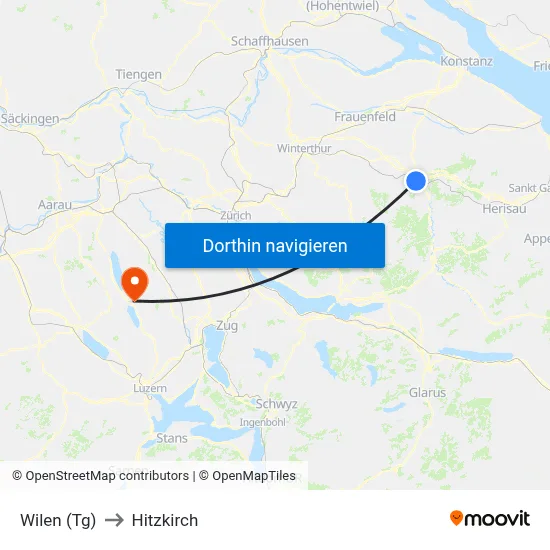 Wilen (Tg) to Hitzkirch map