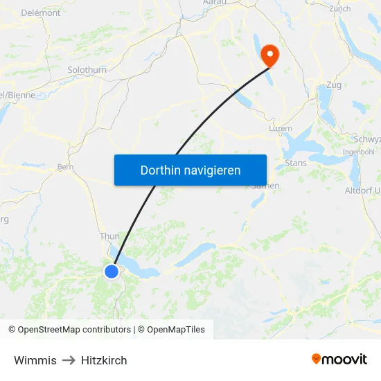 Wimmis to Hitzkirch map