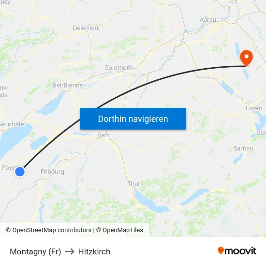Montagny (Fr) to Hitzkirch map