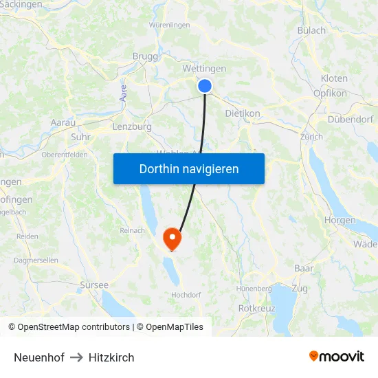 Neuenhof to Hitzkirch map