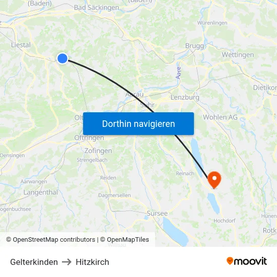 Gelterkinden to Hitzkirch map