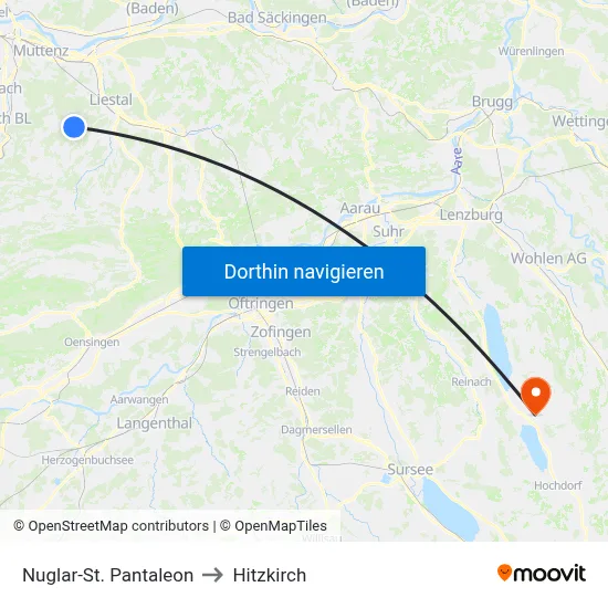 Nuglar-St. Pantaleon to Hitzkirch map