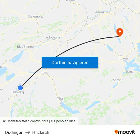 Düdingen to Hitzkirch map