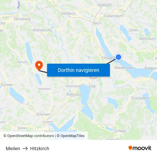 Meilen to Hitzkirch map