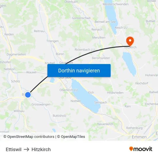 Ettiswil to Hitzkirch map
