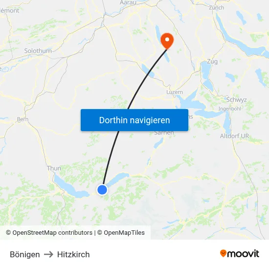 Bönigen to Hitzkirch map