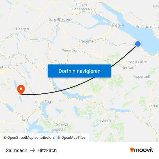 Salmsach to Hitzkirch map