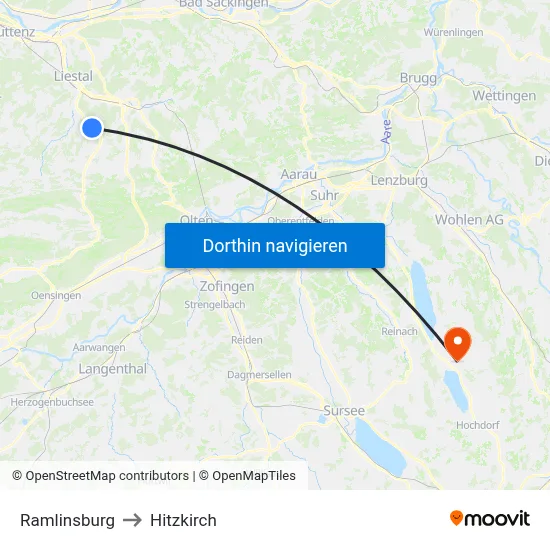 Ramlinsburg to Hitzkirch map