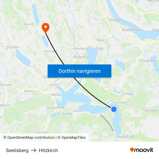 Seelisberg to Hitzkirch map