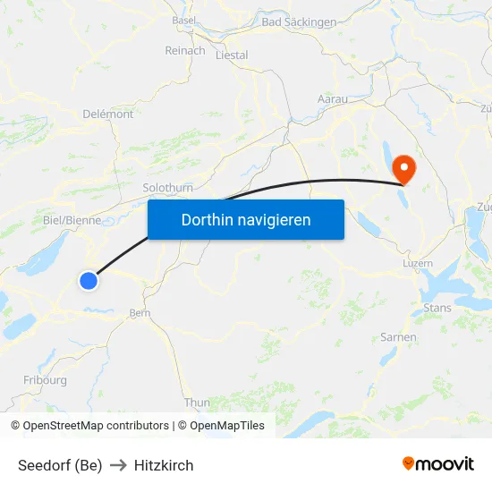 Seedorf (Be) to Hitzkirch map