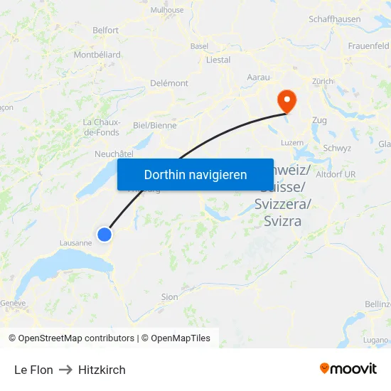 Le Flon to Hitzkirch map