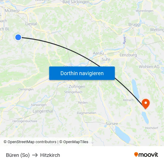 Büren (So) to Hitzkirch map