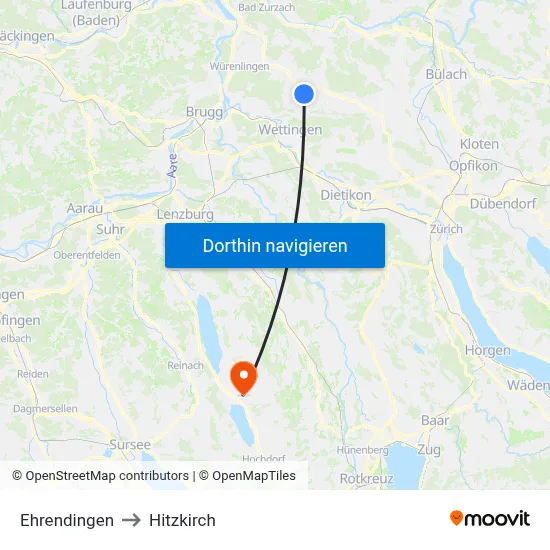 Ehrendingen to Hitzkirch map