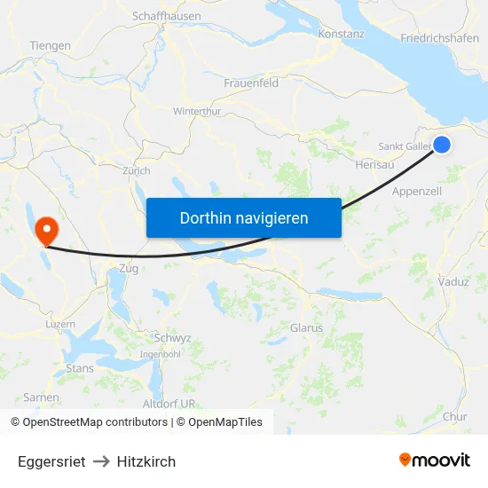 Eggersriet to Hitzkirch map