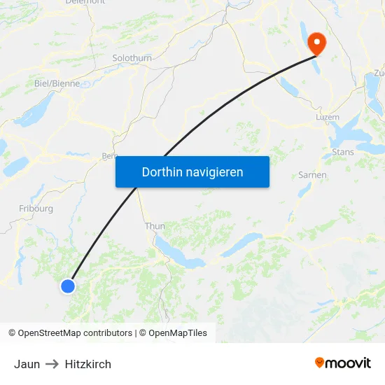 Jaun to Hitzkirch map