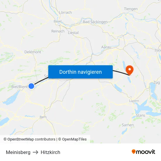 Meinisberg to Hitzkirch map